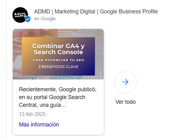 ejemplo de publicación de google business profile