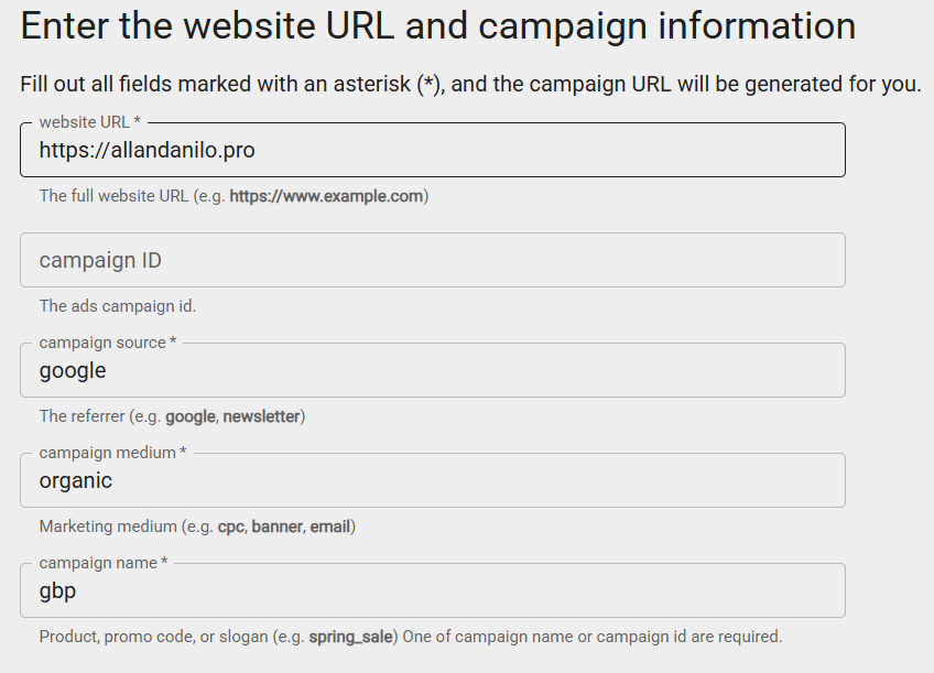 Google Campaign URL Builder